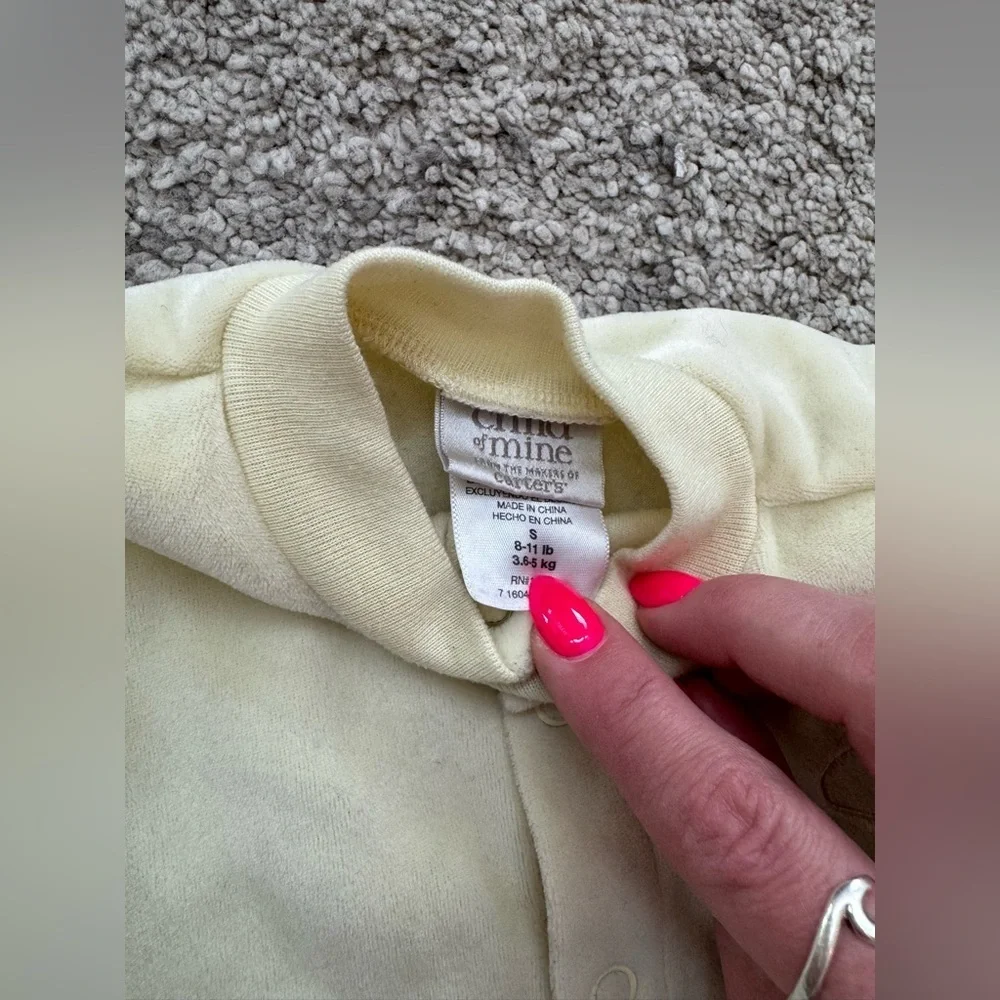 Vintage Carter’s Child of Mine Yellow Velour Duck 90s/Y2K Sleeper 3M